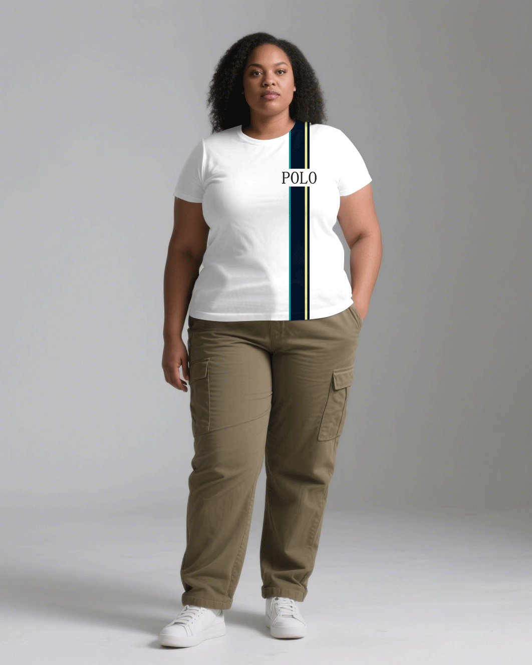Big & Tall White Khaki T-Shirt Pants Set for big men view 3