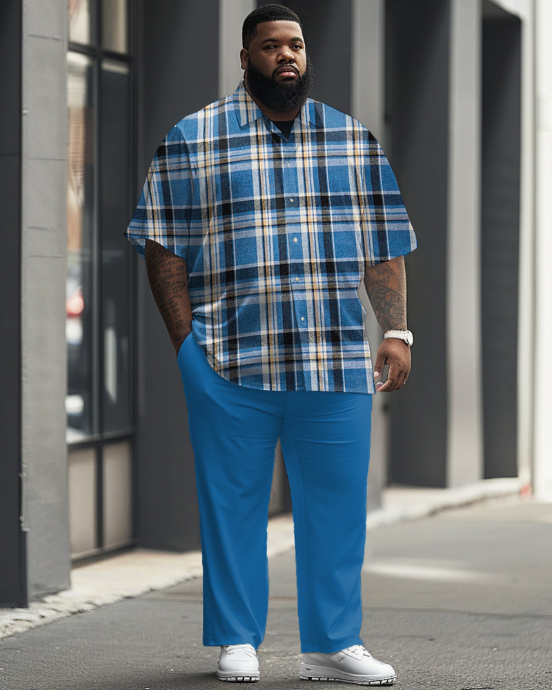 Big & Tall Blue Plaid Jeans for big men view 1