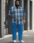 Big & Tall Blue Plaid Jeans for big men view 1