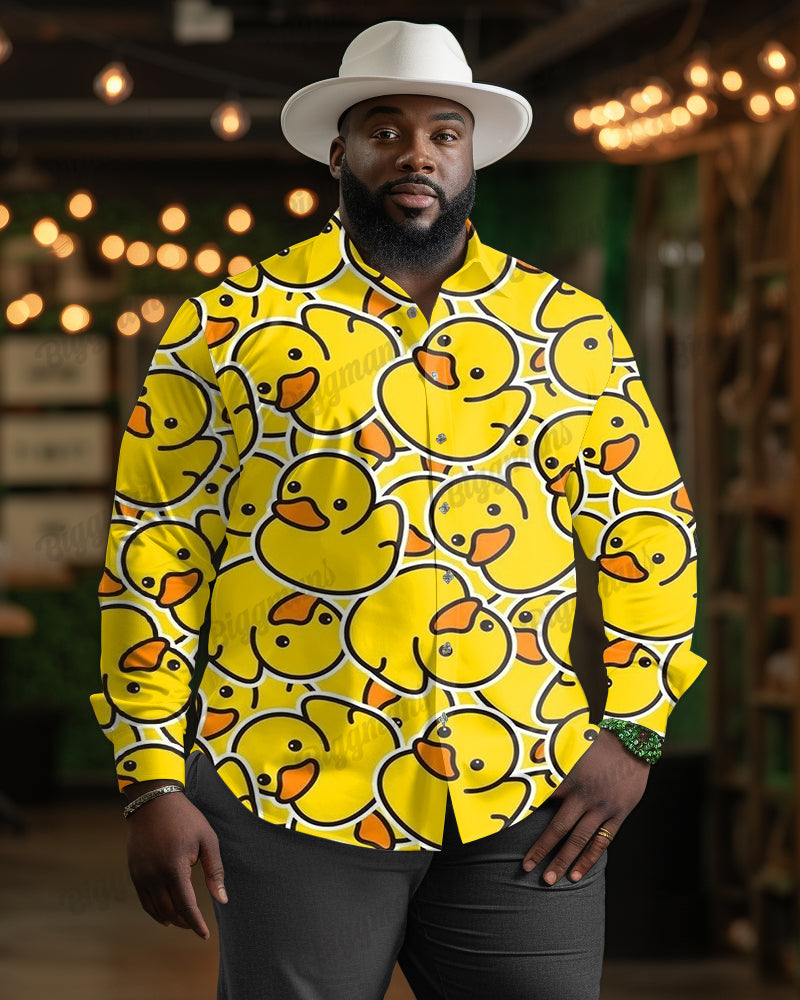 Big & Tall Yellow Streetwear Long Sleeve Shirt for big men view 1