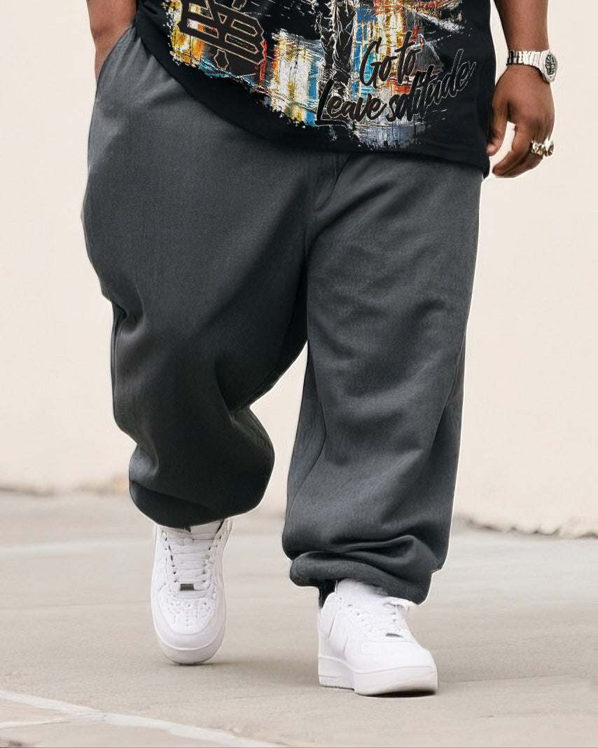 Big & Tall Streetwear Skull T-Shirt Pants Set for big men view 3