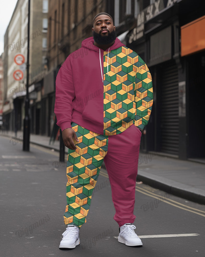 Big & Tall Streetwear Hoodie Sweatpants Set for big men view 1