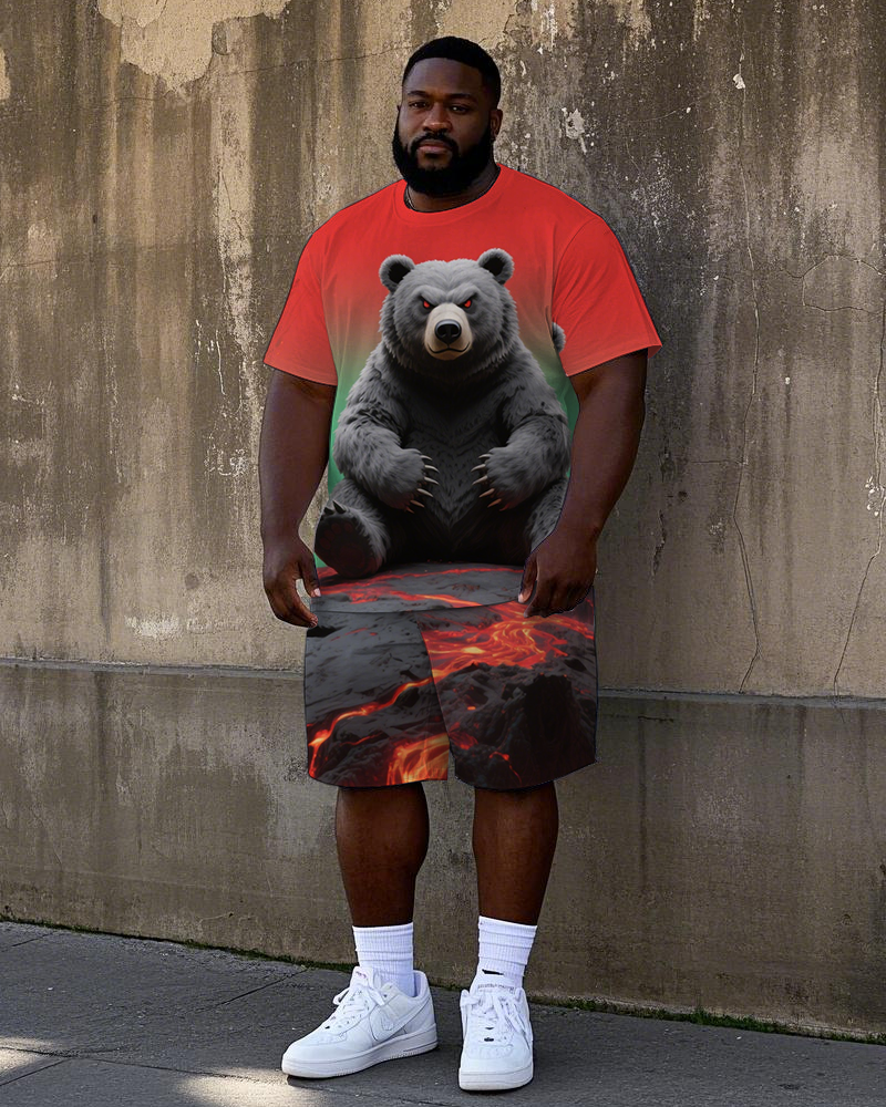 Big & Tall Geometric T-Shirt Shorts Set for big men view 1