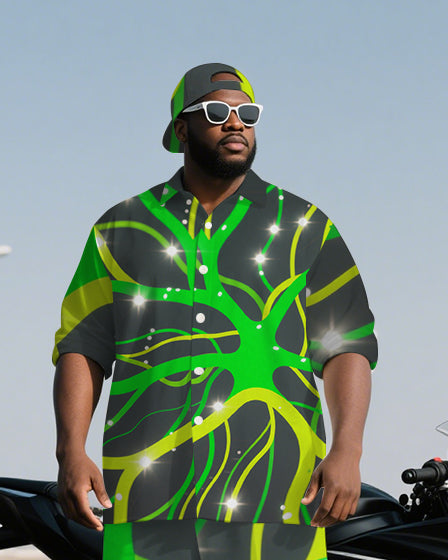 Big & Tall Geometric T-Shirt Pants Set for big men view 1