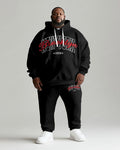 Big & Tall Black Graphic Hoodie Sweatpants Set for big men view 1