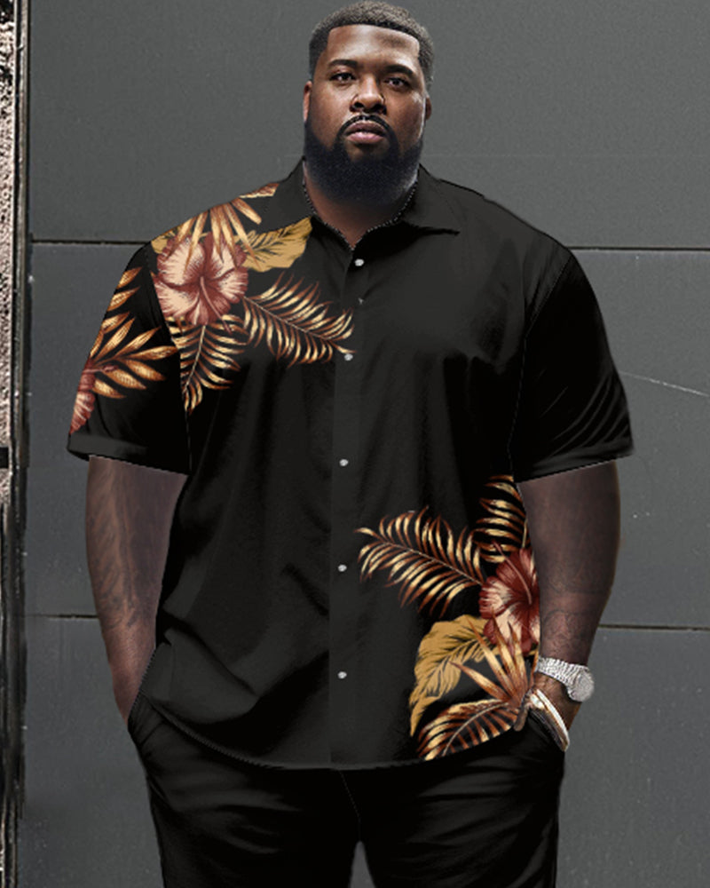 Big & Tall Graphic Floral T-Shirt Pants Set for big men view 2
