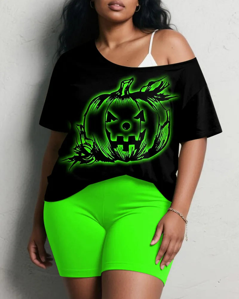 Big & Tall Green Graphic Graffiti Two-piece Set for big men view 1
