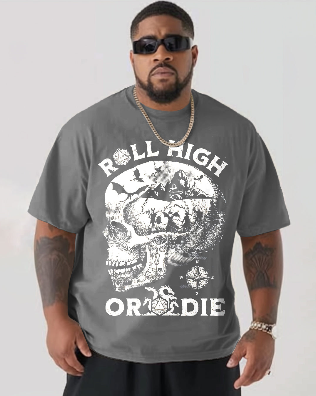 Big & Tall Solid Color Graphic Skull T-Shirt for big men