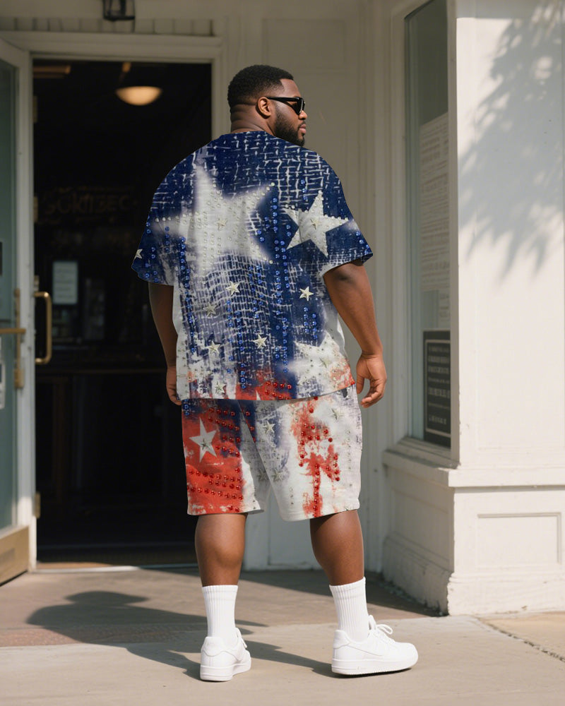 Big & Tall Graphic T-Shirt Shorts Set for big men view 4