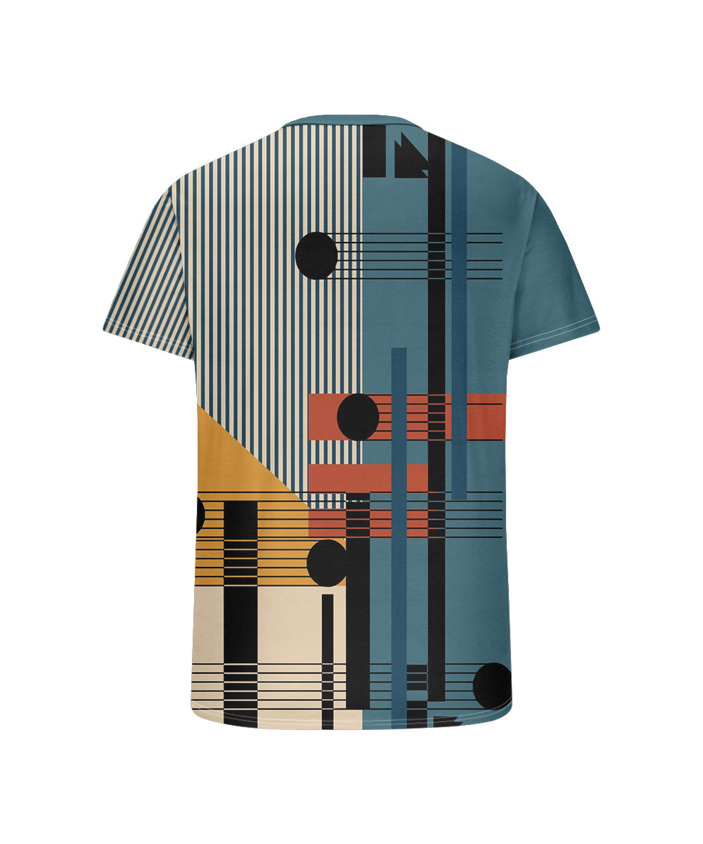 Big & Tall Blue Colorblock Geometric T-Shirt for big men view 5