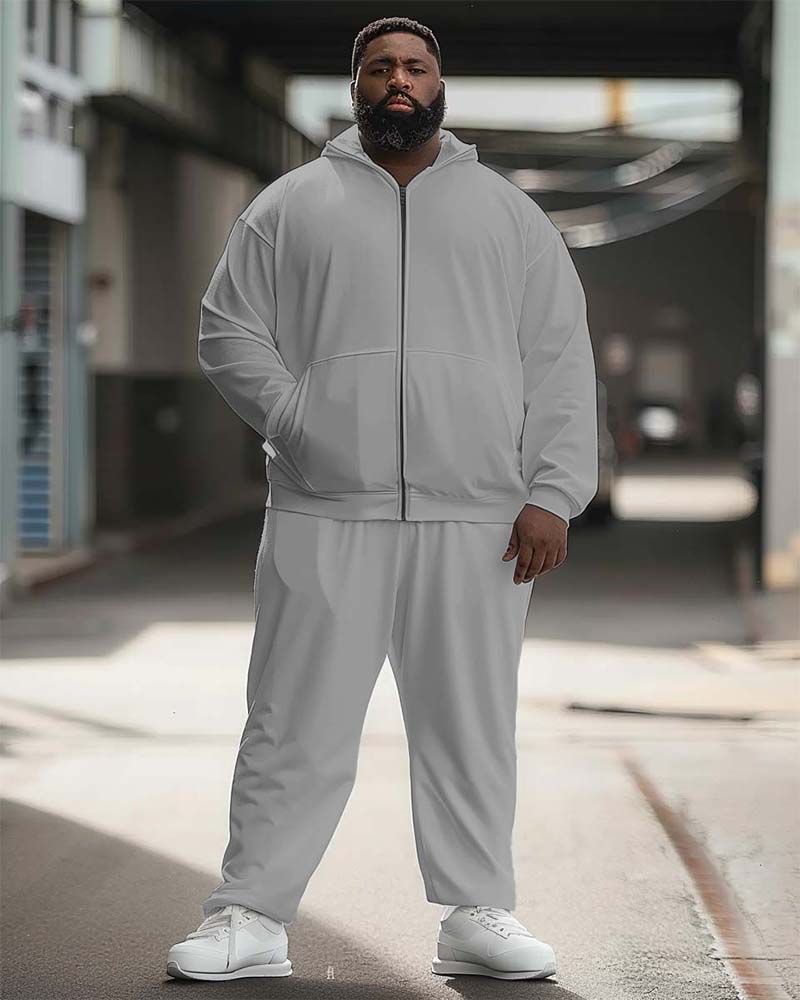 Big & Tall Solid Color Athletic Hoodie Sweatpants Set for big men view 3
