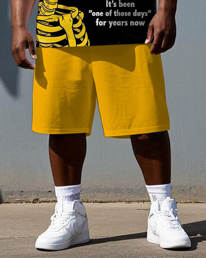 Big & Tall Graphic Skull T-Shirt Shorts Set for big men view 3