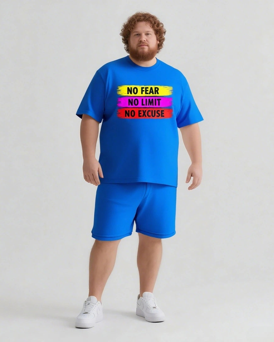 Big & Tall Graphic Streetwear T-Shirt Shorts Set for big men view 11