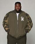 Men's Daily Casual Camouflage Colorblock K Letter Print Plus Size Long Sleeve Jacket