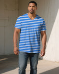Big & Tall White Blue Striped T-Shirt for big men view 1