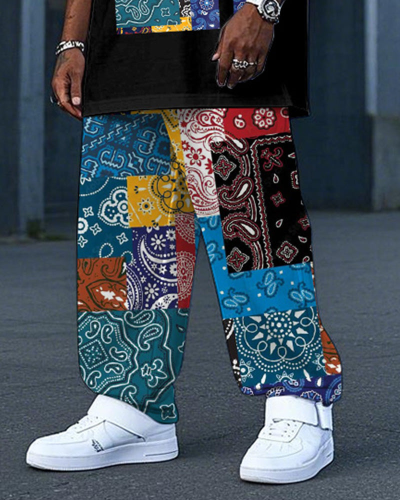 Big & Tall Colorblock Graphic Vest Pants Set for big men view 3