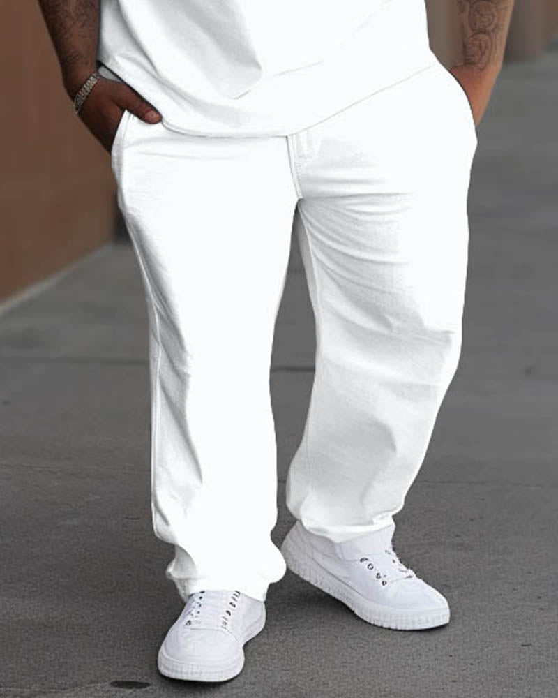 Big & Tall Graphic Patchwork Hoodie Sweatpants Set for big men view 3