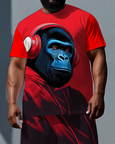 Big & Tall Streetwear T-Shirt Shorts Set for big men view 2