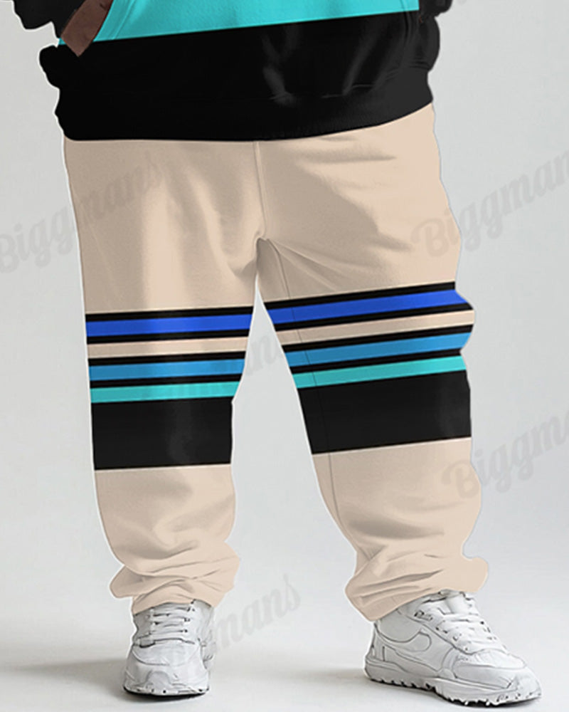 Big & Tall Striped Graphic Hoodie Sweatpants Set for big men view 3
