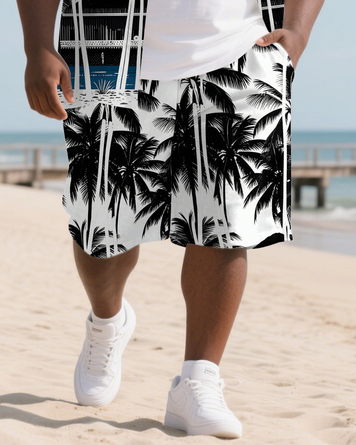 Big & Tall Hawaiian T-Shirt Shorts Set for big men view 3