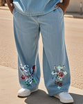 Big & Tall Denim Floral Streetwear Jeans for big men