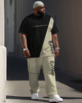 Big & Tall Colorblock Graphic T-Shirt Shorts Set for big men view 1
