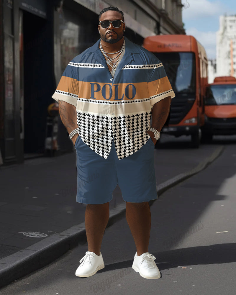 Big & Tall Graphic Polo Shorts Set for big men view 1