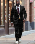 Big & Tall Black Plaid Graphic Two-piece Set for big men view 1