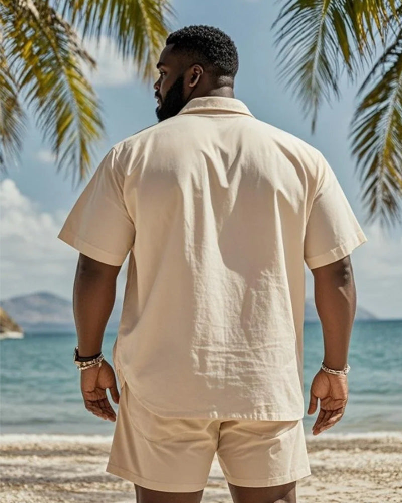 Big & Tall Hawaiian Graphic T-Shirt Shorts Set for big men view 4