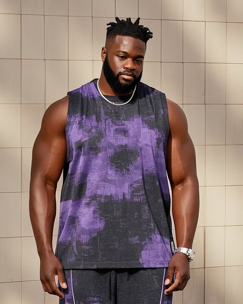 Big & Tall Striped Vest Pants Set for big men view 2