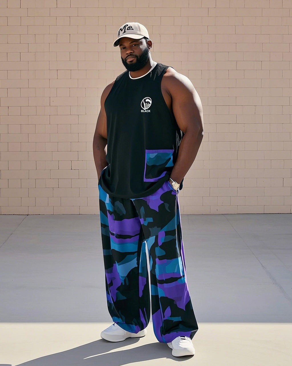 Big & Tall Camouflage Vest Pants Set for big men view 1