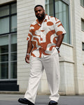 Big & Tall Orange Graphic T-Shirt Pants Set for big men view 1