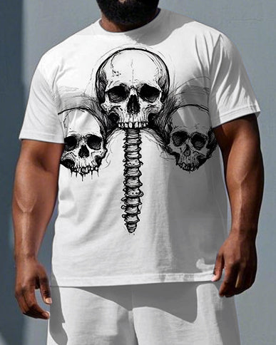 Big & Tall Graphic Skull T-Shirt Shorts Set for big men view 2