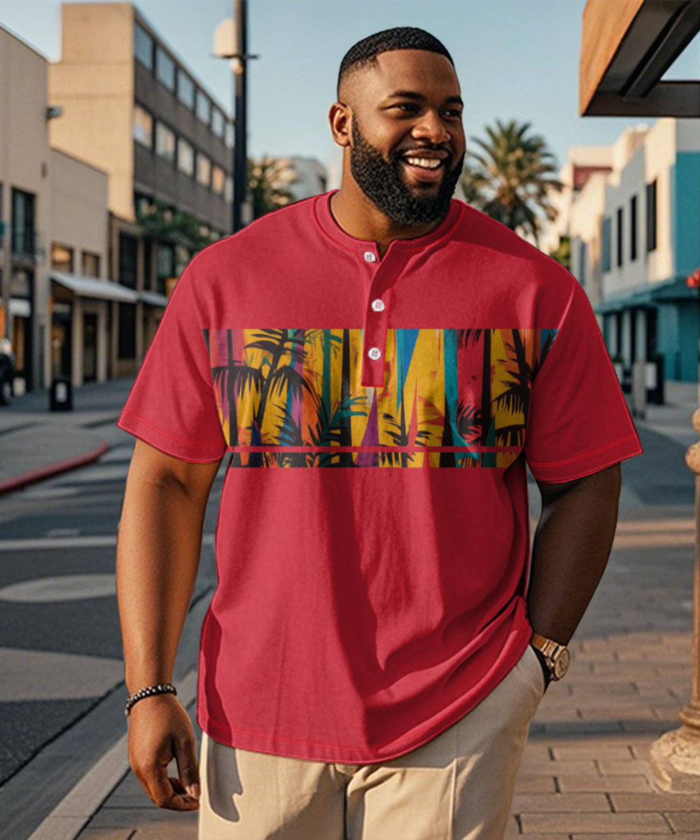 Big & Tall Red Hawaiian Graphic T-Shirt for big men view 6