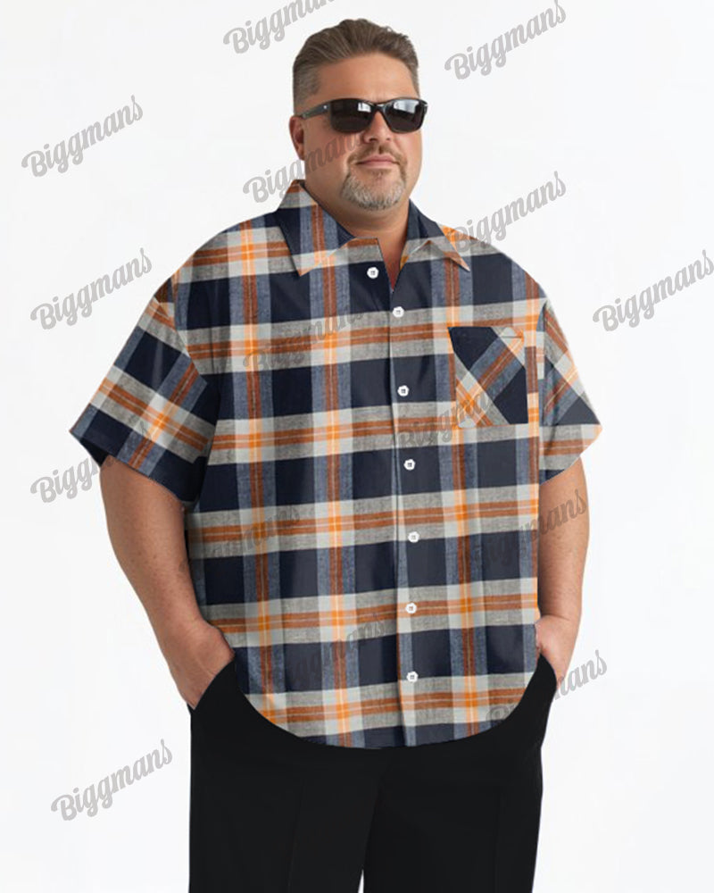 Big & Tall Plaid Graphic Short Sleeve Shirt for big men view 2