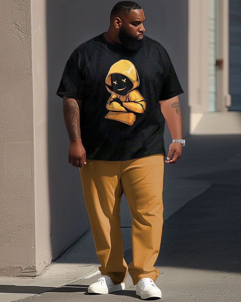 Big & Tall Yellow Streetwear T-Shirt Pants Set for big men view 1