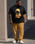 Big & Tall Yellow Streetwear T-Shirt Pants Set for big men view 1