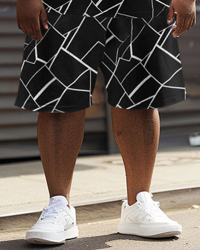 Big & Tall Colorblock Geometric T-Shirt Shorts Set for big men view 4