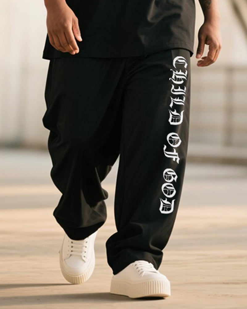 Big & Tall Graphic Graffiti T-Shirt Pants Set for big men view 3