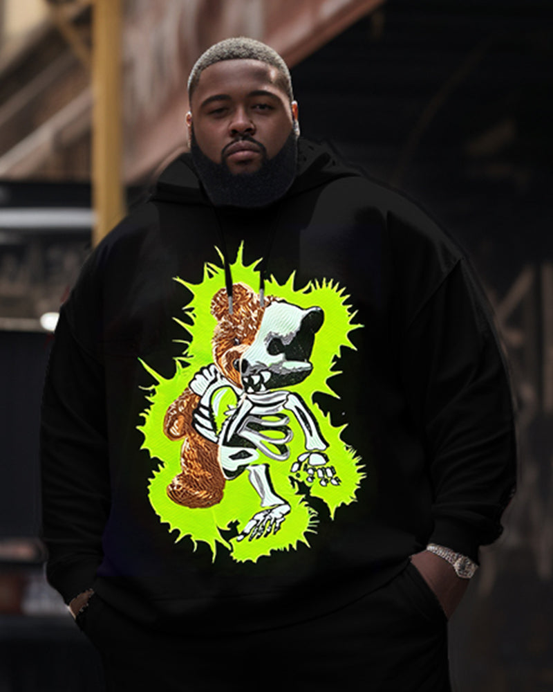 Big & Tall Skull Hoodie Sweatpants Set for big men view 2