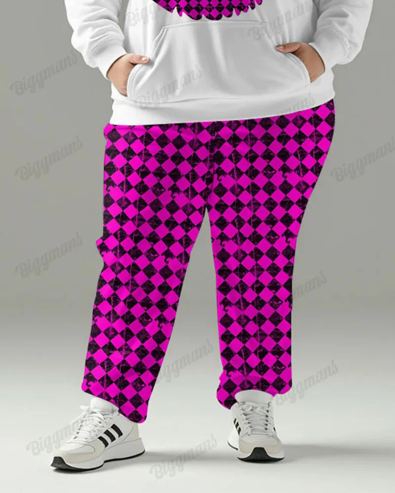 Big & Tall Colorblock Plaid Hoodie Sweatpants Set for big men view 3