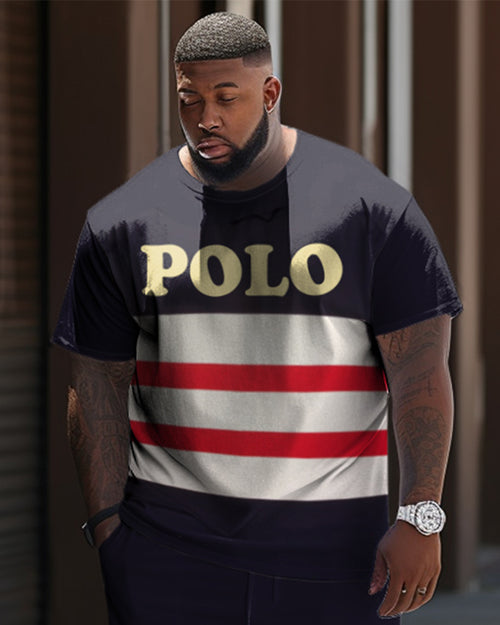 Big & Tall Striped Athletic Two-piece Set for big men view 2