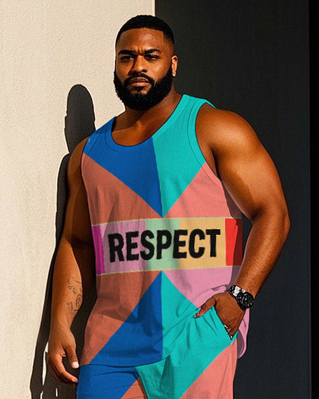 Big & Tall Colorblock Graphic Vest Pants Set for big men view 2