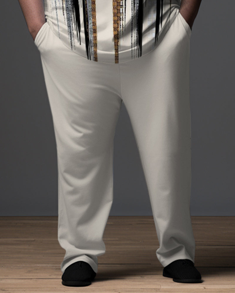 Big & Tall Geometric Graphic Polo Pants Set for big men view 3
