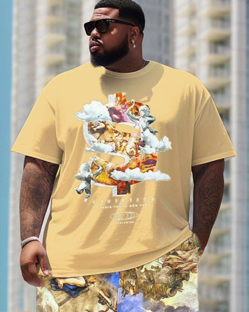 Big & Tall Graphic T-Shirt Shorts Set for big men view 2