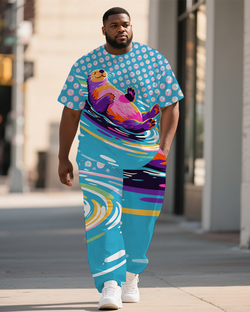 Big & Tall Streetwear T-Shirt Pants Set for big men view 1