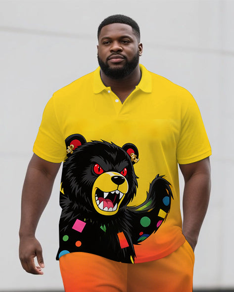 Big & Tall Streetwear Polo Shorts Set for big men view 2