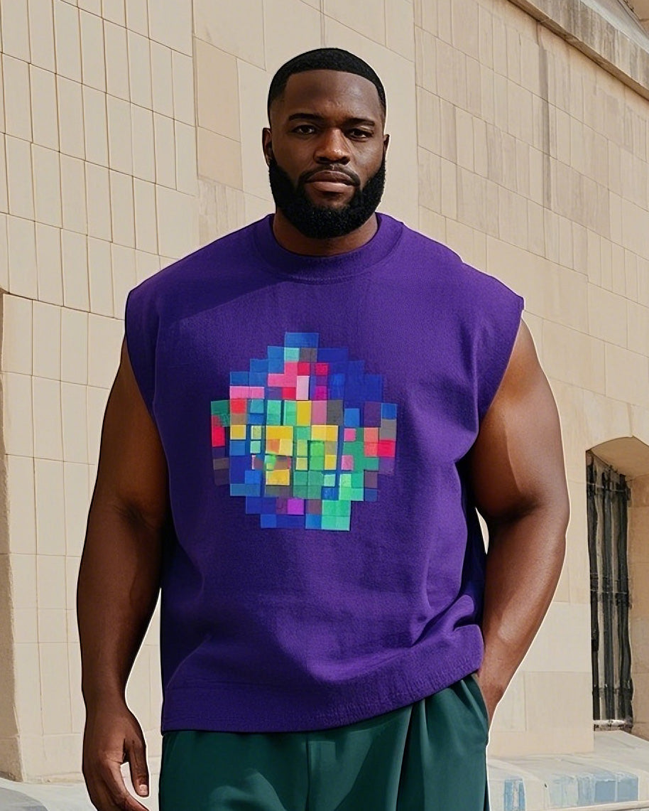 Big & Tall Graphic Vest Pants Set for big men view 2