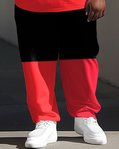 Big & Tall Colorblock Graphic T-Shirt Pants Set for big men view 3