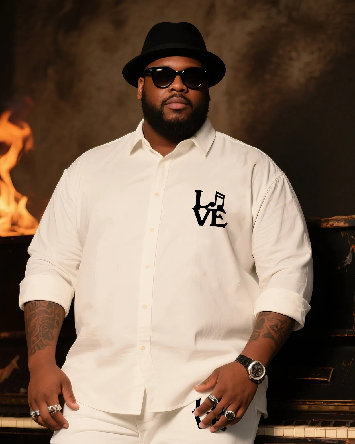 Big & Tall Vintage T-Shirt Pants Set for big men view 2